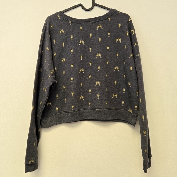 Fifth Sun Holiday Cheers Champagne Sweatshirt Gray L - Picture 4 of 8